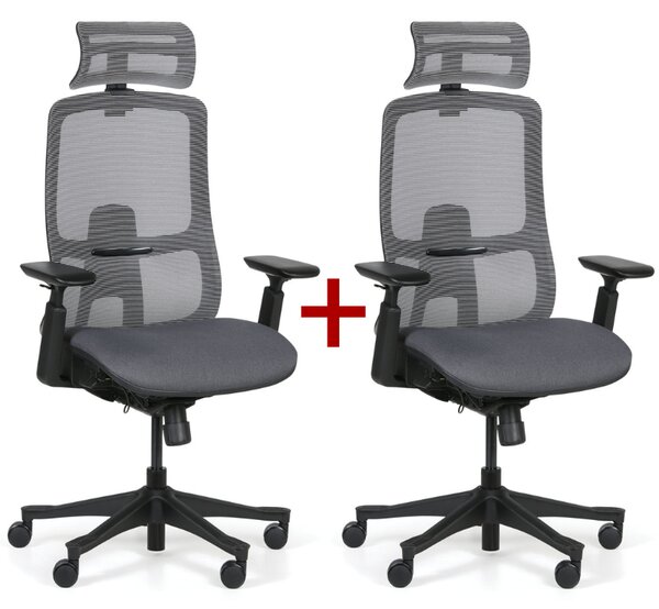 Kancelárska stolička JANE 1+1 ZADARMO, sivá