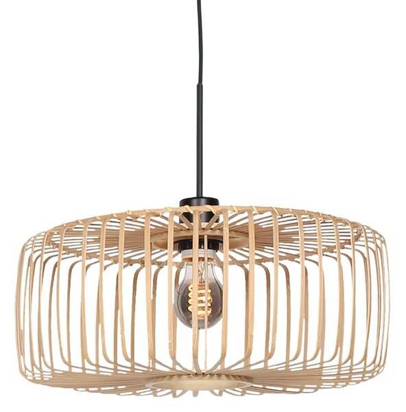 Závesné svietidlo Sparkled Light, čierna/prírodný bambus, Ø 40 cm, Svetlé drevo, Obývacia izba / jedáleň, Bambus, Závesné svietidlo