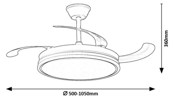 Rabalux 71364 LED ventilátor s osvetlením Fluara | 60W integrovaný LED zdroj | 4800lm | 3000-6500K | diaľkové ovládanie | stmievač | biela