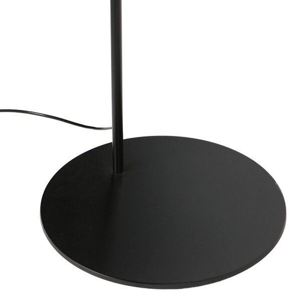 Anne Light Lukové svietidlo Curve, čierne, tienidlo na lampu z bambusového prútia, Ø 60 cm, Čierna, Obývacia izba / jedáleň, kov, Oblúková stojaca lampa