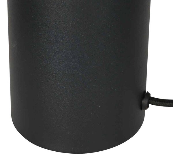 Stolová lampa Bloeba, čierna, s hnedým lanovým poťahom, Ø 23 cm, Čierna, Obývacia izba / jedáleň, kov, Stojacie svietidlo