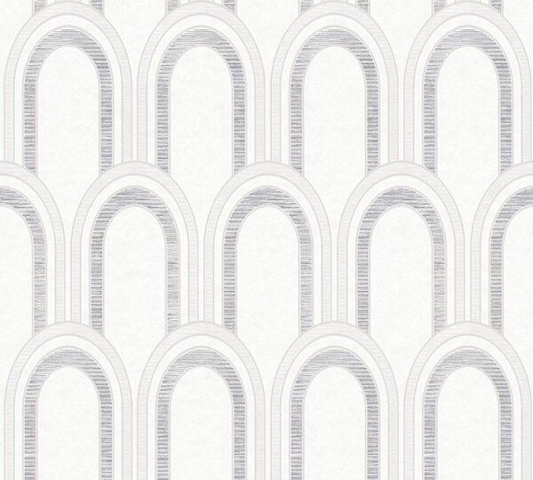 A.S. Création | Vliesová tapeta na stenu AP Arcade 39176-4 | 0,53 x 10,05 m | biela, metalická, šedá