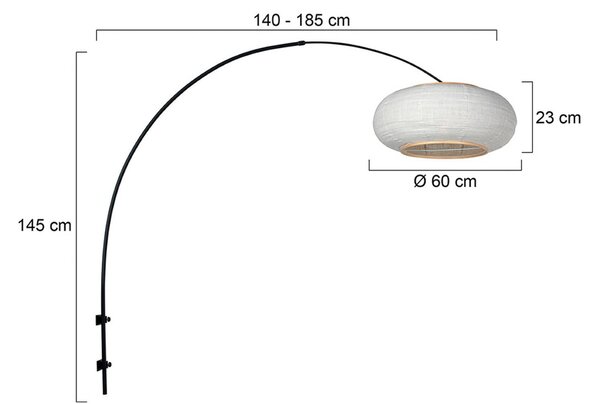 Steinhauer Nástenné svetlo Sparkled Light 4619ZW, čierna/biela plátna, Čierna, Obývacia izba / jedáleň, kov, Oblúková stojaca lampa