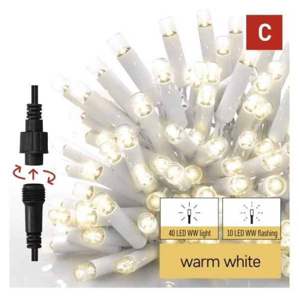 LED Vonkajší reťaz 50xLED/3x0,4m IP44 teplá biela