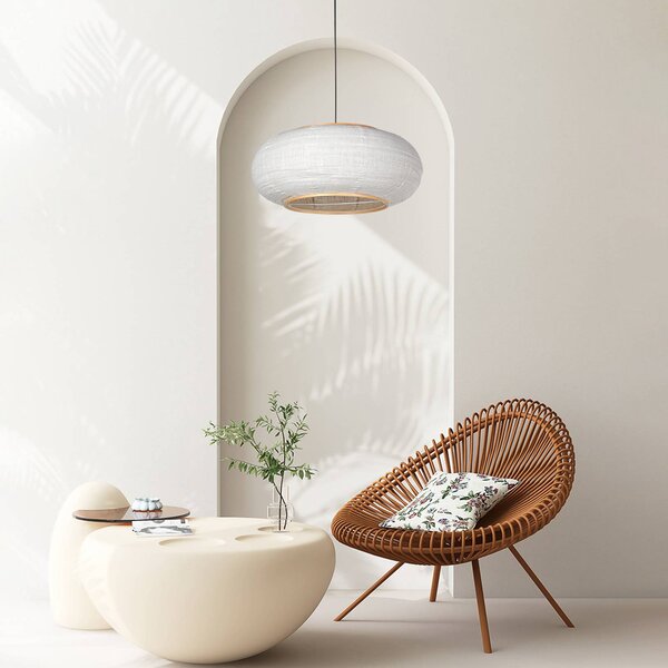 Závesné svietidlo Sparkled Light, čierna/sivá ľanová, Ø 60 cm, Čierna, Obývacia izba / jedáleň, Textil / látka / hodváb, Závesné svietidlo