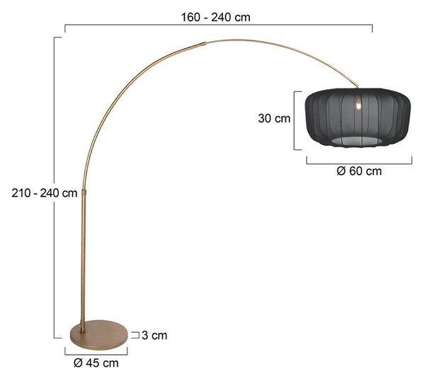 Stojacia lampa Sparkled Light, bronzová/čierny nylon, 240 cm, Hnedá / staromosadz, Obývacia izba / jedáleň, kov, Moderný, Oblúková stojaca lampa