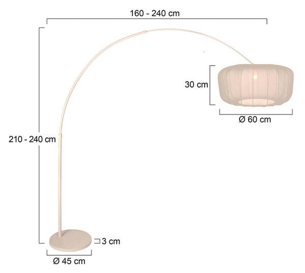 Steinhauer Stojacia lampa Sparkled Light v krémovej farbe/nylon farbe, 240 cm, Krémová / jantárovo žltá, Obývacia izba / jedáleň, kov, Moderný, Oblúková stojaca lampa