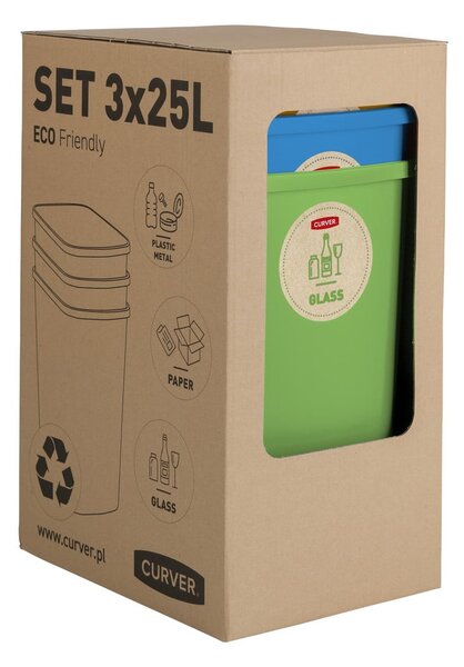 Súprava 3 odpadkových košov na triedený odpad Curver ECO, 25 l