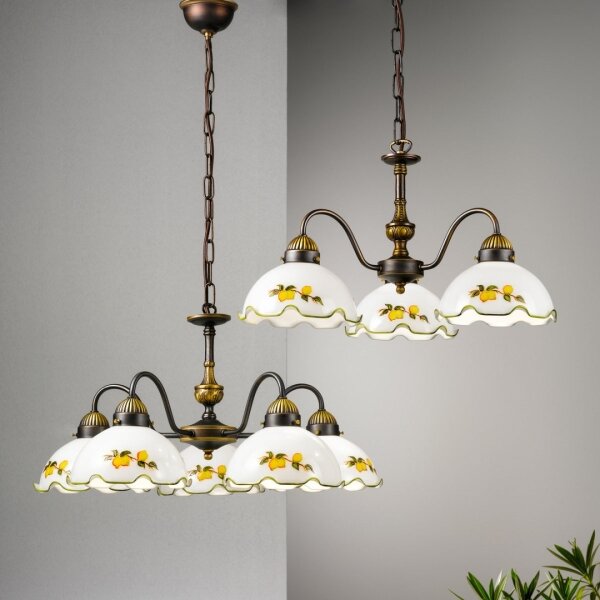 Kolarz 731.83.116 - Luster na reťazi NONNA 3xE27/75W/230V s motívom citrónov