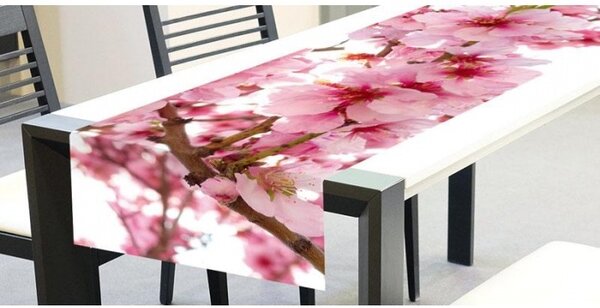 DIMEX | Behúň na stôl Květy jabloně TS 012 | červená, ružová | 40 x 140 cm