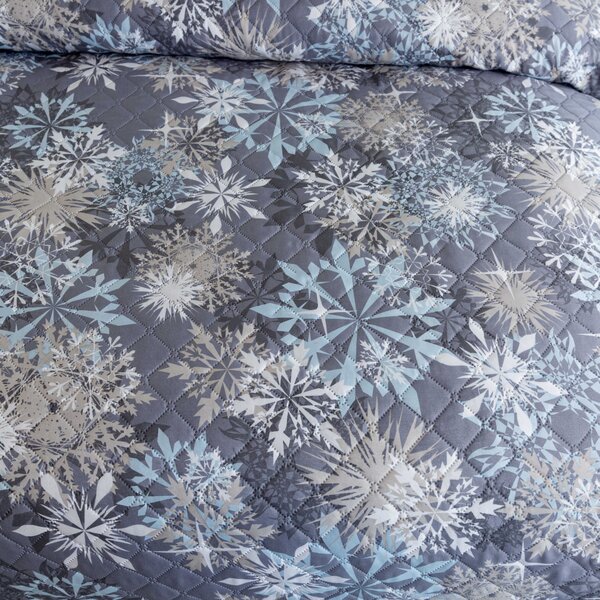 Prehoz na posteľ SNOWFLAKE, modrosivý Rozmer: 220 x 240 cm