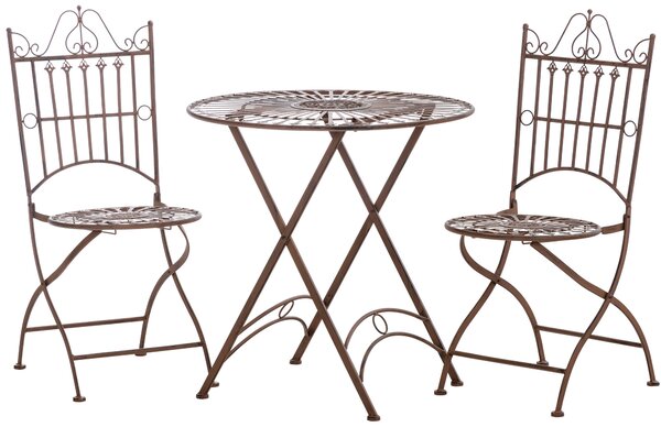 Súprava kovových stoličiek a stola Tegal (SET 2+1) Farba Hnedá antik