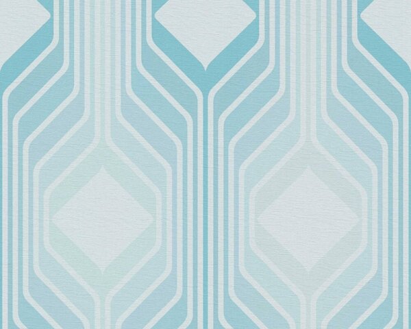 A.S. Création | Vliesová tapeta na stenu Retro Chic 39532-1 | 0,53 x 8,5 m | modrá, tyrkysová