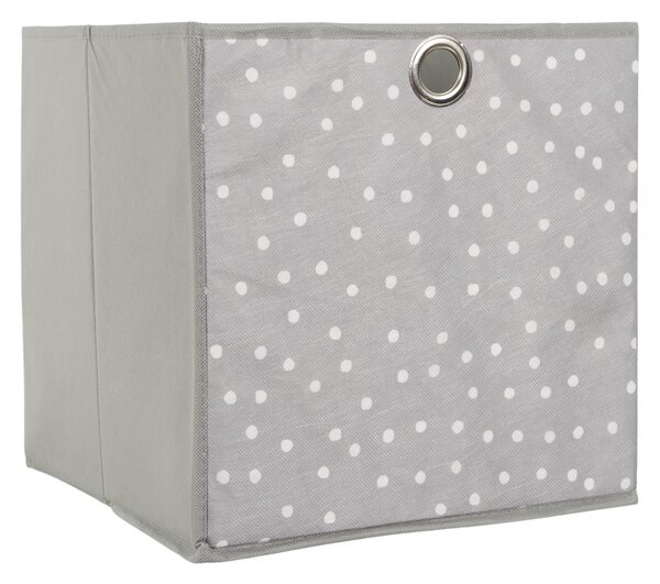 Home Deco Kids Látkový úložný box sivý s bielymi bodkami 30x30x30 cm
