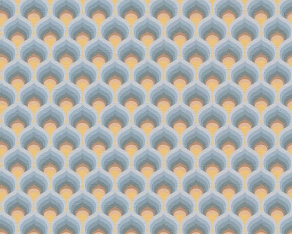 A.S. Création | Vliesová tapeta na stenu Retro Chic 39538-3 | 0,53 x 8,5 m | modrá, hnedá, oranžová, viacfarebná