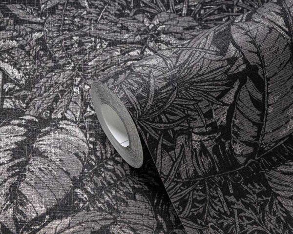 A.S. Création | Vliesová tapeta na stenu Smart Surfaces 39560-6 | 0,53 x 10,05 m | čierna, šedá, metalická