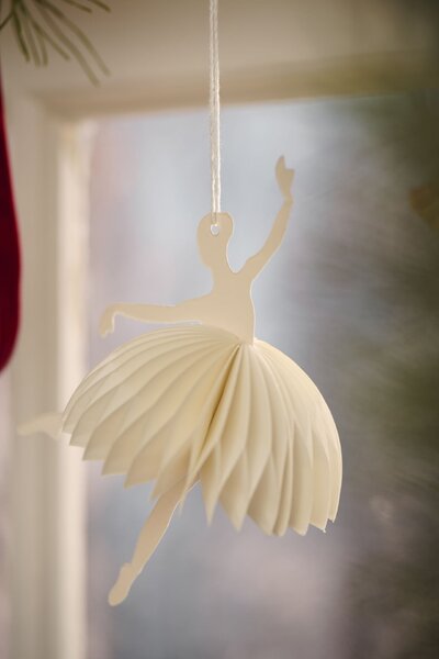 Papierová vianočná ozdoba Ballerina Dance position White 14 cm