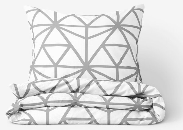 Goldea saténové posteľné obliečky deluxe - sivé geometrické tvary na bielom 140 x 220 a 70 x 90 cm