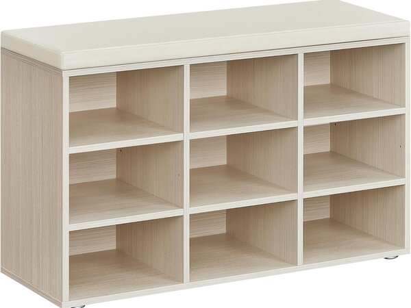 VASAGLE Lavica na topánky 9 políc 78 x 48 x 30 cm dub