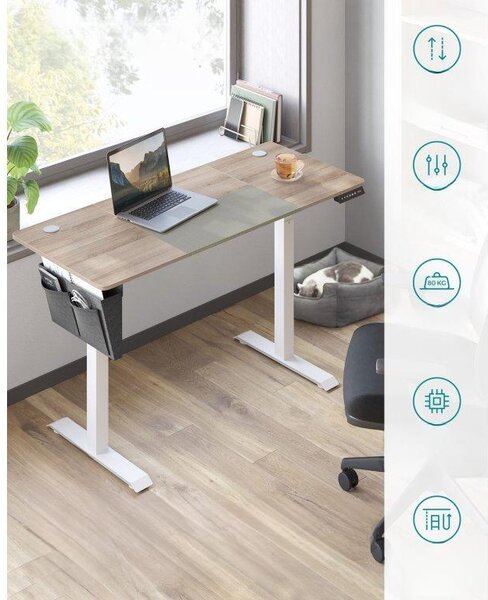 SONGMICS Elektrický skladací stôl 140 x 60 cm bielo-sivý