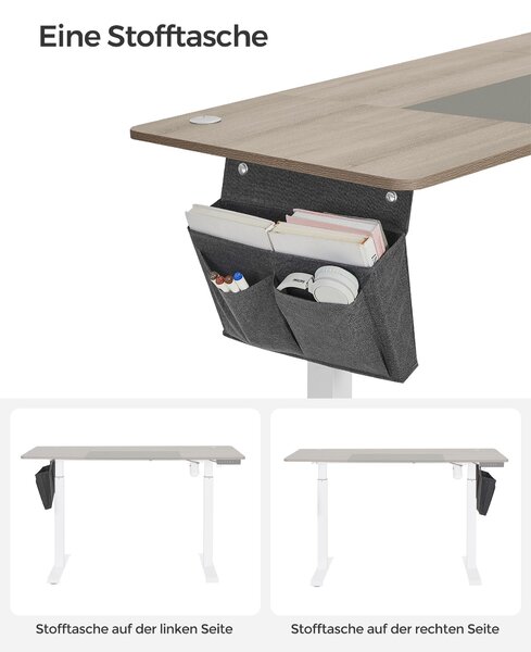 SONGMICS Elektrický skladací stôl 140 x 60 cm bielo-sivý