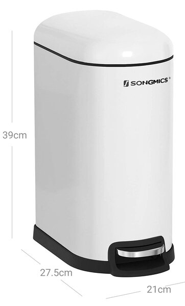 SONGMICS Odpadkový kôš 10 l biely