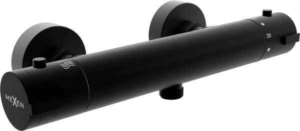 Mexen KAI, termostatická sprchová batéria so spodným 1/2" pripojením sprchy, čierna matná, 77100-70