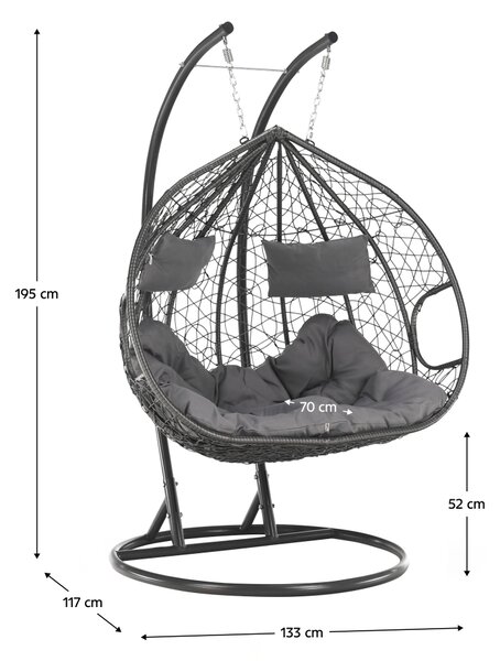 KONDELA Závesné dvojkreslo, sivá, DALVEA 2 NEW
