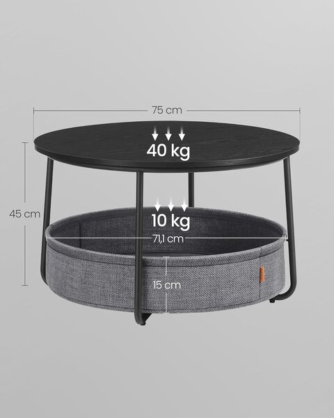 SONGMICS Konferenční stolek Vasagle Moris 02 75 cm černý