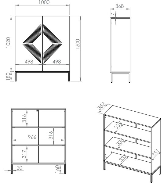 MEBLINE Komoda RING 01 biela