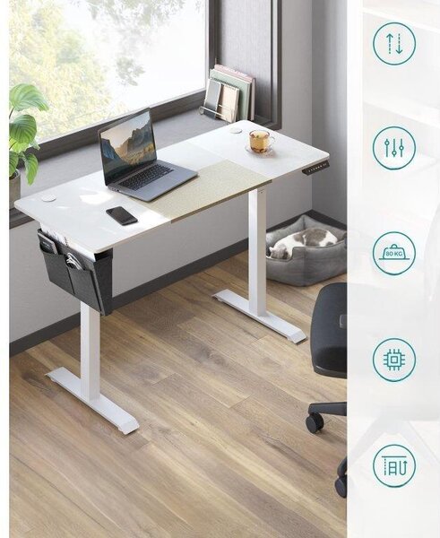 SONGMICS Polohovací stôl elektrický 140 x 60 cm bielo-béžový