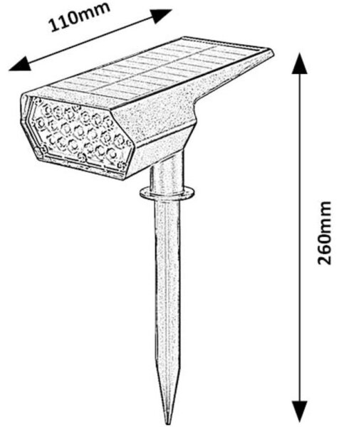 Rabalux 77088 - LED solárne svietidlo NANTES LED/0,5W/3,7V IP65 čierne