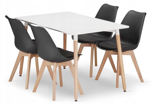 Jedálenský set 1 + 4, stôl ADRIA 120x80cm biely + stoličky BALI MARK čierna