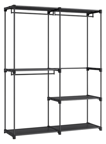 SONGMICS Otvorená šatníková skriňa 138 x 182 x 43 cm čierna