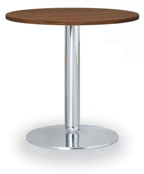 Konferenčný stolík ZEUS II, priemer 60 cm, chrómovaná podnož, orech