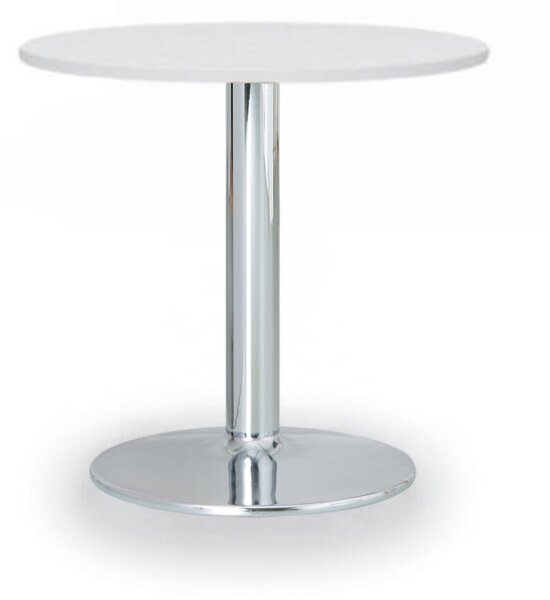 Konferenčný stolík ZEUS II, priemer 60 cm, chrómovaná podnož, biela