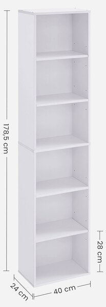 VASAGLE Regál vysoký úzky 40 x 179 x 24 cm biely