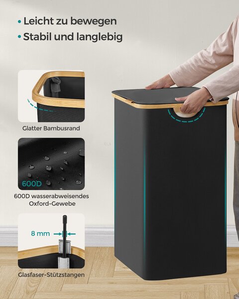 SONGMICS Textilný kôš na bielizeň 120 l čierny
