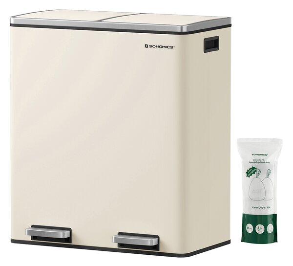 SONGMICS Odpadkový kôš na triedený odpad 2 x 30 l krémový