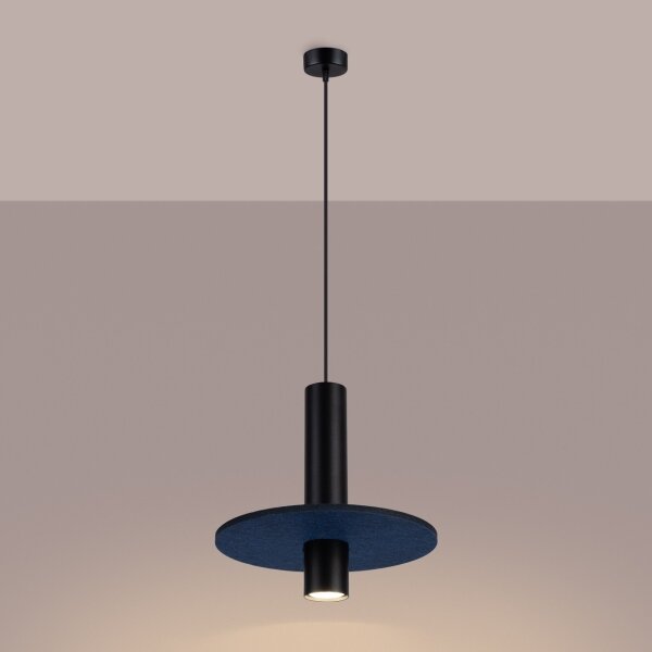 Sollux SL.1884 - Závesné svietidlo PELTA na lanku 1xGU10/10W/230V čierna/modrá