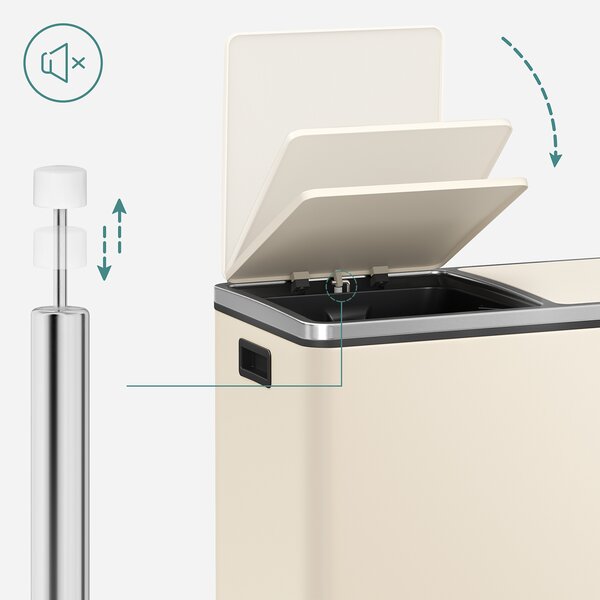SONGMICS Odpadkový kôš na triedený odpad 2 x 30 l krémový