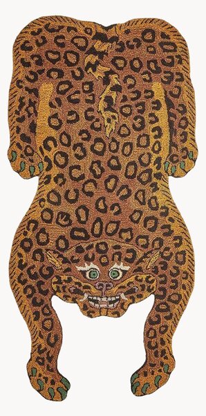 Ručne všívaný vlnený koberec's vysokým vlasom Tatsu Leopard