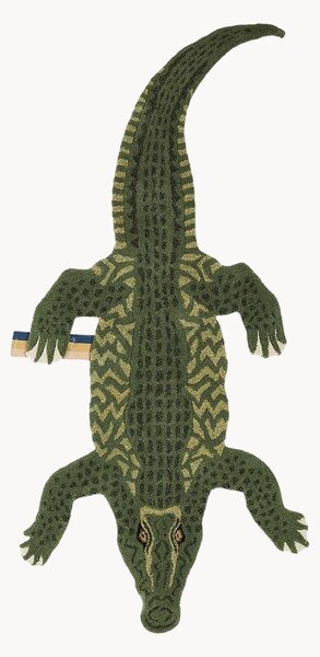 Ručne všívaný vlnený koberec's vysokým vlasom Coolio Crocodile