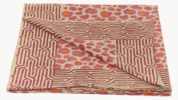 Ručne vyrobený bavlnený pléd's taškou Pink Leopard