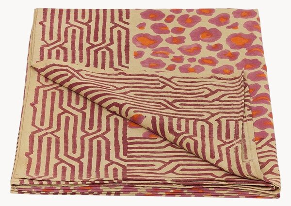 Ručne vyrobený bavlnený pléd's taškou Pink Leopard