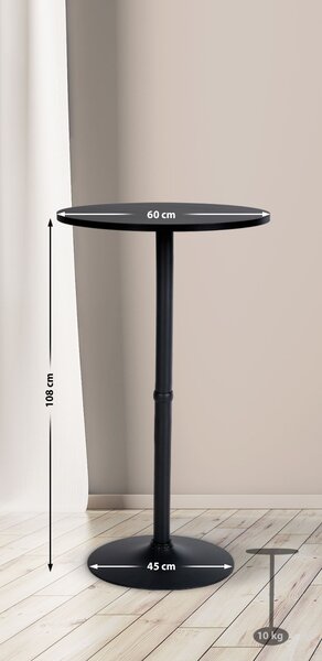 Barový stôl okrúhly DS25199, čierny / rám čierny - v108 x Ø60 cm