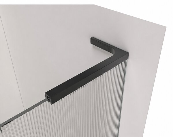 CERANO - Sprchová zástena Walk-in Onyx L-pravá vzpera - 8 mm - čierna matná, ryhované sklo - 50x200 cm