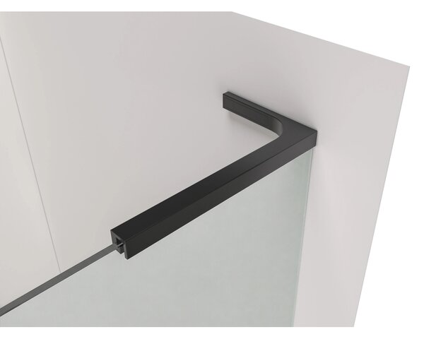 CERANO - Sprchová zástena Walk-in Onyx L-pravá vzpera - 8 mm - čierna matná, mliečne sklo - 30x200 cm