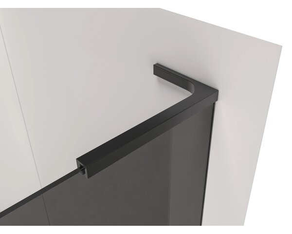 CERANO - Sprchová zástena Walk-in Onyx L-pravá vzpera - 8 mm - čierna matná, grafitové sklo - 40x200 cm