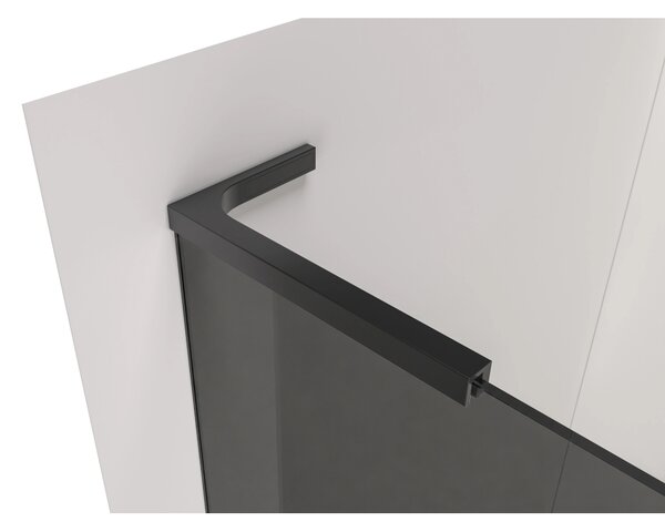 CERANO - Sprchová zástena Walk-in Onyx L-ľavá vzpera - 8 mm - čierna matná, grafitové sklo - 40x200 cm
